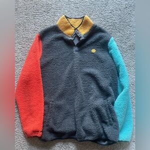 Dutch Bros Men's Fleece Sweater with Yellow, Red, and Blue Accents